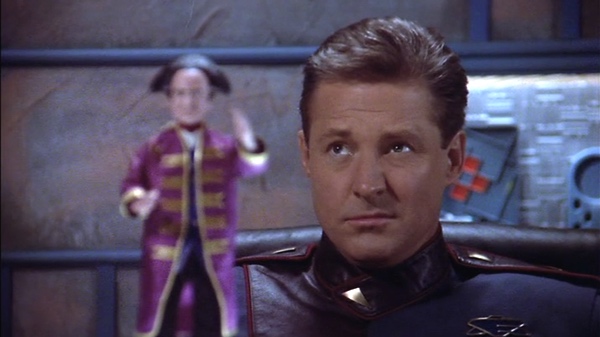Sheridan, incredulous, as Londo rants about his action figure.
